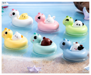 A granel pequeño lindo dibujos animados 3D unicornio anillo de natación con Gato Panda pato vaca oso conejo estatuilla animales de resina para niños <span class=keywords><strong>juguetes</strong></span> de <span class=keywords><strong>bomba</strong></span> de baño - Product Image 5