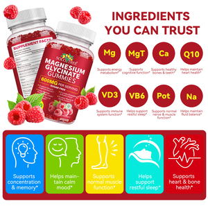 SOLOTREE Private Label Magnesio Gummies Suplemento Natural Vegano Sin Azúcar Magnesio Glicinato Gummies PARA LA Salud del Sueño - Product Image 4