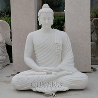 Statues de Bouddha assis en pierre blanche de grande taille, modernes et personnalisées, pour jardin, sculpture en marbre d'extérieur à vendre
