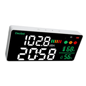 Sonometre mural <span class=keywords><strong>de</strong></span> 30 à 130 dB, <span class=keywords><strong>lecteur</strong></span> <span class=keywords><strong>de</strong></span> niveau sonore <span class=keywords><strong>de</strong></span> 11 pouces avec affichage LED <span class=keywords><strong>de</strong></span> la température, <span class=keywords><strong>de</strong></span> l'humidité et du bruit - Product Image 3