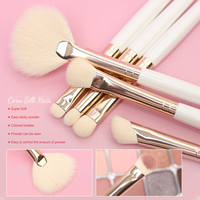 Ensemble de 7 pinceaux de maquillage professionnels de luxe avec manche en bois blanc, logo personnalisé, haute qualité, vente en gros, usine ODM OEM