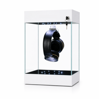 Vitrine rotative à 360° pour casque audio, double anneau LED 12 LED, vitesse réglable, lévitation magnétique, présentoir en acrylique