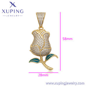 XUPING perhiasan grosir jumlah besar 14K warna emas, perhiasan liontin mawar lapis modis elegan untuk wanita - Product Image 2