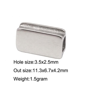 Perles coulissantes rectangulaires en acier inoxydable pour la fabrication de bracelets en cuir plat |   Perles d'espacement plaquées or 18K PVD pour la création de bijoux - Product Image 5