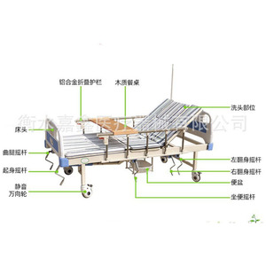 Cama de Hospital Multifuncional Jiaxin 2000*900*530 con Doble Manivela Manual para Adultos - Product Image 1