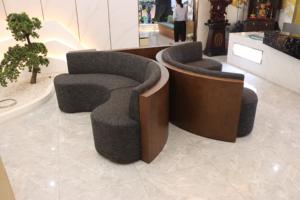 आधुनिक वाणिज्यिक फास्ट फूड बैंक्वेट कपड़े सोफे ठोस लकड़ी रेस्तरां और भोजन के लिए भंडारण कैबिनेट के साथ बैठने वाले बूथ - Product Image 5