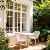 Fenêtre à battant en alliage d'aluminium de style français de luxe avec grilles décoratives, verre double vitrage insonorisé pour villa