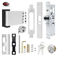 Poignée à palette poussoir-tiroir pour porte de magasin, antivol, antirouille, en aluminium durable, avec serrure à mortaise à clé, haute sécurité