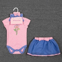 Vente en gros de vêtements d'été de haute qualité pour bébé, combinaison décontractée à manches courtes, 3 ensembles