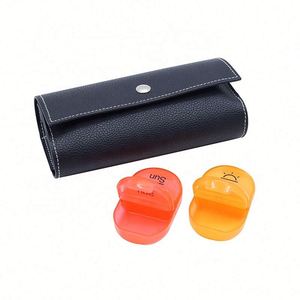 Boîte à pilules de voyage portable haut de gamme, nouveau modèle, style populaire, en plastique de haute qualité, aspect cuir - Promotion pour une semaine - Product Image 4