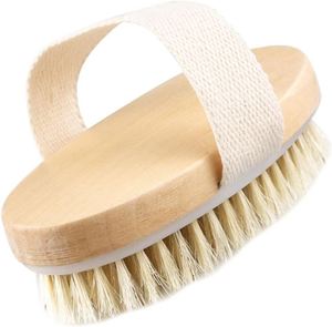 Brosse corporelle sèche en bois à poils naturels pour le bain, vente en gros - Product Image 1