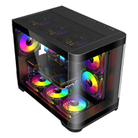 AntarcChill Wholesale Curvy Cube Tempered Glass Mid Tower Gaming Pc Case Micro ATX ITX Desktop Computer Chassis for Gamer Casing