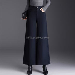 Pantalones de Traje de Cintura Alta de Algodón y <span class=keywords><strong>Lino</strong></span> para Mujer, Talla Grande, Estilo Casual, Pierna Recta y Ancha, Nuevos - Product Image 1