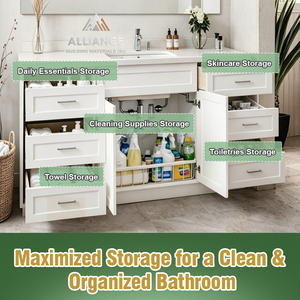 Mueble de Baño Moderno Personalizado |   Gabinete de almacenamiento para baño para proyectos de apartamentos |   Muebles de baño americanos para contratistas - Product Image 2