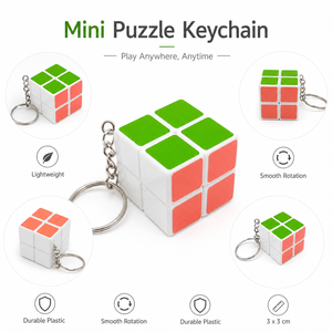 Wholesale 3cm Plastic 3x3 Puzzle Cube Keychain <b>Mini</b> Magic Cube <b>Keyring</b> with Metal Chain Smooth Turning Bulk for Retail Store - Product Image 1
