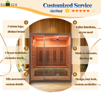 Sauna infrarouge lointain d'intérieur à grande capacité pour 4 personnes, en bois de pruche, avec lampe d'ambiance / éclairage LED SAA – Excellent rapport qualité-prix