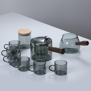 Msh Hộp Quà Tặng ấm trà và tách trà đặt thủy tinh ấm trà với sáu tách trà với xử lý kết hợp kính ấm trà Bộ - Product Image 4