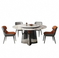 Table à manger ronde de style chinois luxueux 4 chaises réglables pour le design industriel de l'école extérieure de salon