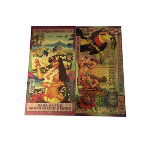 Billete de papel de aluminio chapado en oro de 24 K con tarjeta de 50 dólares <span class=keywords><strong>Bora</strong></span> del Pacífico Sur engrosado - Product Image 4