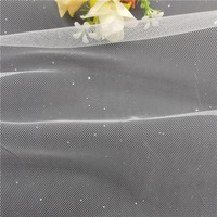 Tissu blanc respirant léger 30 g/m² 90 % nylon + 10 % paillettes pour robes de soirée et robes à paillettes, tissu tulle, tissu dentelle