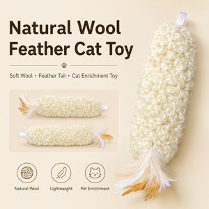 <b>Plush</b> Feather <b>Cat</b> Teaser Interactive Pet Toy Handwoven Kitten Play Toy for Indoor Enrichment - Product Image 3