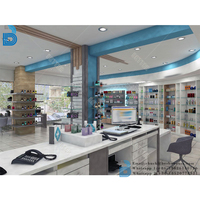 Diskon mebel 3D Max desain furnitur toko medis dan apotek kayu kustom