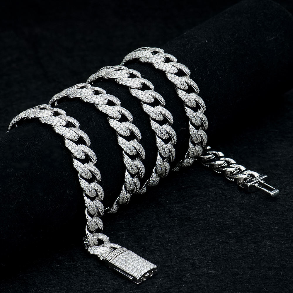 Cuban link chain white gold plated