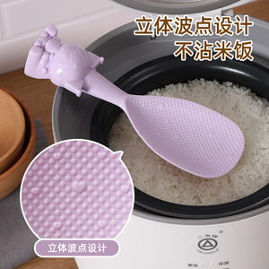 Cuchara de Arroz Antiadherente con Diseño de Conejo de Dibujos Animados, de Plástico y Paja de Trigo, para Niños, Cuchara Hueca para Arroz y Alimentos - Product Image 2