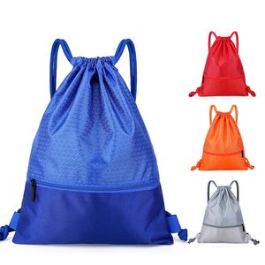 Custom Logo Promotional Plain Polyester Shopping Drawstring Bag Nylon Carry Draw String Gift Gym Bag Sports Backpack Bag