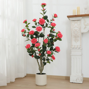 Albero di Camelia Bonsai Artificiale di Alta Qualità con Foglie Realistiche in Plastica Durevole e Tessuto di Seta Ecologico per Decorazione Interna - Product Image 1