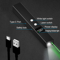 Puntatore Laser Verde con Torcia LED Ricarica Tipo-C Puntatore Laser Rosso a Lunga Portata Fascio in Lega di Alluminio Portata 1000m