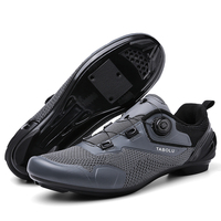 Chaussures de cyclisme de course d'extérieur en tissu tissé respirant rouge avec boucle rotative à ajustement rapide – Fabricants de chaussures de cyclisme