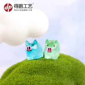 Figuritas de cerdos de resina de colores, decoraciones de paisajes en miniatura, adornos de escritorio, blanco lechoso, rojo rosa, verde, azul, naranja, rosa - Product Image 4