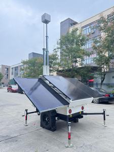 Torre Solar Móvil con Cámara de Vigilancia CCTV y Mástil Telescópico para Obras de Construcción, Iluminación de Trabajos en Carretera y Remolque Móvil - Product Image 1