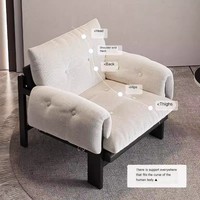 Fauteuil Moderne Rétro Médiéval en Bois Massif, Chaise de Loisirs Individuelle, Fauteuil d'Appoint Confortable pour Salon, Mobilier en Tissu de Designer