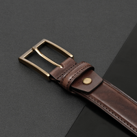 Ceinture en cuir de vachette formelle pour homme de haute qualité, boucle à ardillon en alliage haute résistance, couture soignée à la machine, ceinture en cuir véritable