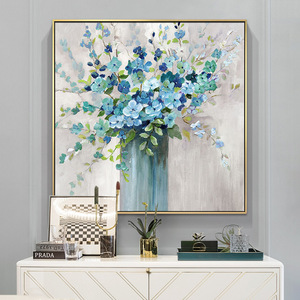 Hand Painted Floral Oil Painting Modern Minimalist Living Room Sofa Background <b>Wall</b> Art With Metal <b>Frame</b> Impressionism Style - Product Image 3