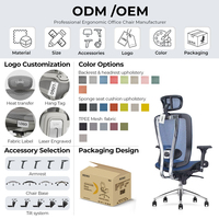 Chaise ergonomique avec dossier réglable sur 6 niveaux |   Chaise de bureau professionnelle à dossier et lombaire séparés en maille TPE, directement de l'usine