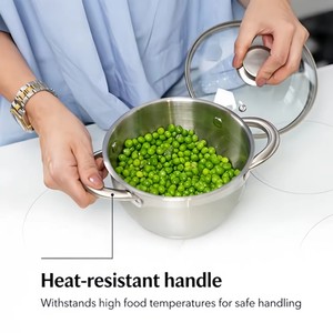 Vente Flash : Casserole Classique en Acier Inoxydable Forme Ventre, Base 5 Plis Robuste, Compatible Induction, Lavable au Lave-Vaisselle, Résistant au Four - Product Image 4