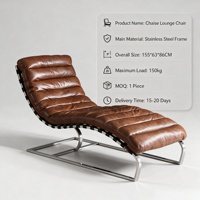 Fauteuils de salon modernes personnalisables, fauteuil en cuir marron avec structure en acier inoxydable, meubles de salon pour se détendre à la maison