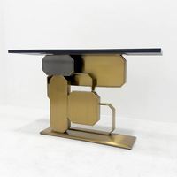 Table console moderne de luxe en mosaïque de pierre artificielle avec plateau en acier inoxydable pour salon et entrée d'hôtel