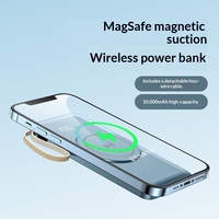 Batterie externe magnétique sans fil avec câble intégré pour chargeur portable à clip dorsal compatible 20 000 mAh / Sorties Type-C/USB
