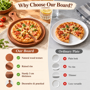 Tagliere Rotondo in Legno di Ebano per <span class=keywords><strong>Pizza</strong></span> e Bistecche con Manico e Bordo, per Servire <span class=keywords><strong>Pizza</strong></span>, Pane, Formaggio, Frutta, Ideale per Cucina e Tavola - Product Image 5