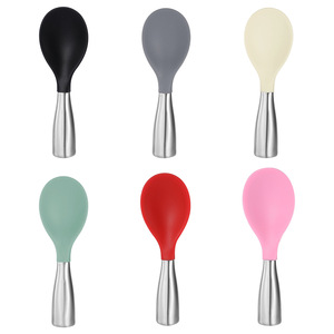 Cuillère à riz antiadhésive en silicone avec manche en acier inoxydable, outil de cuisine polyvalent pour servir le riz - Product Image 2