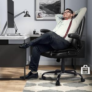 Asiento ancho de cuero, silla reclinable ergonómica ajustable Boss, silla de oficina con reposabrazos, silla de gerente acolchada para uso en oficina - Product Image 2