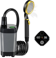 Douche portable pour le camping, pompe de douche extérieure rechargeable 6000 mAh avec affichage numérique intelligent et écran LED