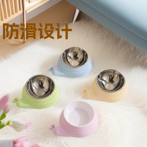 Nouveau style original, bol simple en acier inoxydable pour animaux de compagnie, gamelle pour chat, antidérapante, protection du cou, gamelle anti-renversement pour chien - Product Image 3