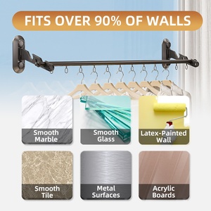 Có thể thu vào vải móc treo tường Nhôm giặt quần áo Que Sấy Rack với gấp các tính năng - Product Image 6