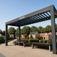 Pergola en aluminium Jiake 6063-T5 avec toit à lames motorisées pour village miniature, jardin, patio, espace extérieur, gazebo, pavillon