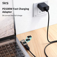 Adaptateur de chargeur pour ordinateur portable en alliage de zinc, 5e génération, affichage numérique, USB Type-C femelle vers Lenovo Square Port mâle, PD 100W 5A